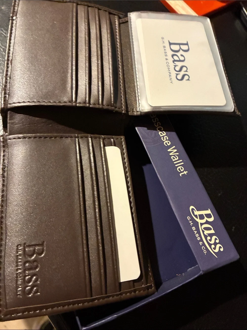 Bass Tan Canvas with Brown Leather Trim Passcase Wallet